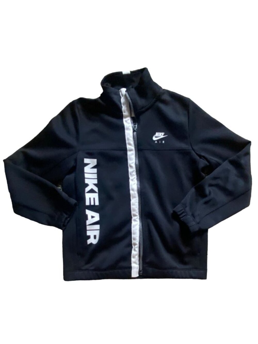 Nike Air Youth Zip Up Logo Track Jacket-Black/White-Small-GUC